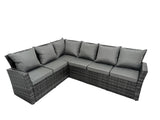 Fimous Poly Rattan Outdoor Patio Coffee Table Corner Sofa Set with 3 Stool Chair for Garden Backyard Dark Grey Mixed