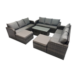 Fimous Rattan Garden Outdoor Furniture Set 3 Seater Sofa Coffee Table with 4 Footstools Dark Grey Mixed