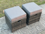 Fimous Outdoor Lounge Sofa Set Wicker PE Rattan Garden Furniture Set with 2 Armchairs Oblong Coffee Table 2 Side Tables 2 Small Footstools Dark Grey Mixed