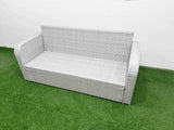 Fimous PE Rattan Lounge Sofa Set 12 Seater Outdoor Garden Furniture Set with Oblong Coffee Table 3 Seater Sofa 3 Stools 2 Side Table Light Grey