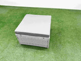 Fimous PE Wicker Rattan Furniture Sofa Sets with Oblong Coffee Table 3 Seater Sofa 4 Stools Light Grey Mixed