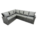 Fimous 9 Seat Rattan High Back Corner Sofa Set Patio Coffee Table Set with 2 Big Stools Dark Grey Mixed