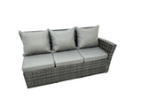 Fimous 11 Seat Rattan High Back Corner Sofa Set Patio Coffee Table Sets with 3 Stools Chair Dark Grey Mixed
