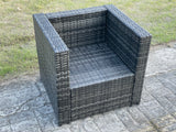Fimous Wicker PE Rattan Sofa Set Outdoor Patio Garden Furniture with 2 Armchairs Oblong Coffee Table Dark Grey Mixed
