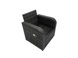 Fimous 3 Seater Sofa Reclining Chair Coffee Table Set Rattan Garden Outdoor Furniture Set with 2 Side Tables 2 Small Stool Dark Grey Mixed