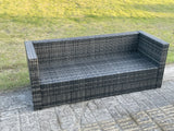 Fimous 6 Seater Rattan Garden Furniture Set Outdoor Patio Sofa Set with Oblong Table Dark Grey Mixed