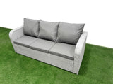 Fimous PE Rattan Garden Furniture Set Reclining Chair Sofa Lounge Sofa Set Oblong Coffee Table 2 Side Table Light Grey