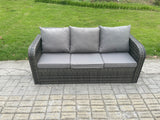 Fimous 8 Seater Garden Furniture Set Rattan Outdoor Lounge Sofa Chair With Tempered Glass Table 2 Big Footstool Dark Grey Mixed