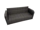 Fimous Rattan Garden Outdoor Furniture Set 3 Seater Sofa Square Coffee Table Set with 2 Side Tables Dark Grey Mixed