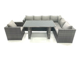 Fimous Lounge Rattan Corner Sofa Set Outdoor Garden Furniture Rectangular Dining Table Chair