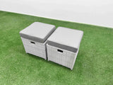 Fimous 10 PCs Rectangular Coffee Table Set Reclining Chair Inclining Sofa Seat 2 Big Footstool 2 Small Stool 2 Side Table Light Grey