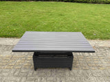 Fimous Aluminium Garden Furniture Set Adjustable Rising Lifting Dining Table and 4 Chairs Set Dark Grey