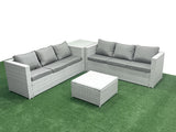 Fimous Rattan Garden Outdoor Furniture Set 6 Seater Rattan Garden Sofa Set with Side Table Light Grey Mixed
