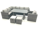 Fimous Outdoor Lounge Rattan Corner Sofa Set Garden Furniture Rectangular Dining Table Chair 8 Seater