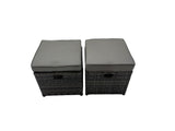 Fimous 3 Seater Sofa Reclining Chair Coffee Table Set Rattan Garden Outdoor Furniture Set with 2 Side Tables 3 Stools Dark Grey Mixed