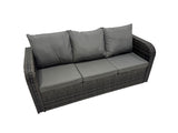 Fimous Rattan Garden Outdoor Furniture Set 3 Seater Sofa Reclining Chair Coffee Table with Side Table 4 Footstools Dark Grey Mixed