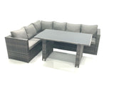 Fimous Lounge Rattan Corner Sofa Set Outdoor Garden Furniture Rectangular Dining Table Chair Set