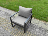 Fimous Aluminium Garden Furniture Set Adjustable Rising Lifting Dining Table and 4 Chairs Set Dark Grey