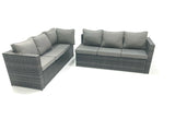 Fimous Outdoor Lounge Rattan Corner Sofa Set Garden Furniture Rectangular Dining Table Chair 8 Seater