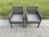 Fimous Wicker PE Outdoor Rattan Garden Furniture Arm Chair And Table Dining Sets 4 Seater Medium Round Table Dark Grey Mixed