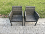 Fimous Wicker PE Outdoor Rattan Garden Furniture Arm Chair And Table Dining Sets 4 Seater Large Round Table Dark Grey Mixed