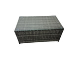 Fimous Outdoor Love Sofa Coffee Table Set Garden Rattan Furniture Set 6 Seater with 2 Side Tables 2 Big Stools Dark Grey