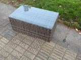 Fimous Wicker PE Rattan Garden Furniture Set 7 Seater Outdoor Lounge Sofa Set with Coffee Table 2 Big Footstool Dark Grey Mixed