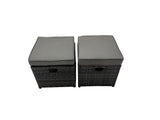 Fimous 3 Seater Sofa Reclining Chair Coffee Table Set Rattan Garden Outdoor Furniture Set with 2 Small Stool Dark Grey Mixed