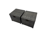 Fimous Rattan Garden Outdoor Furniture Set 3 Seater Sofa Square Coffee Table Set with 4 Stools 2 Side Table Dark Grey Mixed
