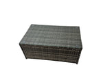 Fimous Outdoor Rattan Rectangular Coffee Table Corner Sofa Sets Garden Furniture Set with 2 Small Stools Dark Grey Mixed