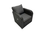 Fimous Outdoor Reclining Chair 3 Seater Sofa Coffee Table Set Garden Rattan Furniture Set 9 Seater with 4 Stools 2 Side Tables Dark Grey