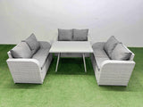Fimous Rattan Garden Furniture Dining Set 6 seater Patio Rectangular Table Love Sofa Set
