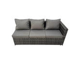 Fimous Outdoor Rattan Rectangular Coffee Table Corner Sofa Sets Garden Furniture Set with 2 Chairs Dark Grey Mixed