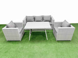 Fimous Outdoor PE Rattan Sofa Armchair Set Patio Garden Furniture Sets with Cushions Light Grey 5 Pieces