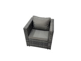Fimous 7 Pieces Outdoor PE Rattan Garden Furniture Corner Sofa Oblong Coffee Table Set with Cushions 2 Big Footstools Side Table Dark Grey Mixed