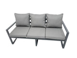 Fimous Outdoor Garden Furniture Set Aluminium Lounge Sofa Square Coffee Table Sets with 4 Stools 2 Side Tables Dark Grey