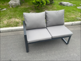 Fimous Aluminium 11 Seater Garden Furniture Outdoor Set Patio Lounge Sofa Gas Fire Pit Dining Table Set with 2 Chairs 2 Small Footstools Dark Grey