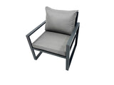 Fimous 7 Seat Outdoor Garden Furniture Set Aluminium Lounge 3 Seat Sofa Oblong Coffee Table Sets with Chair 3 Stools 2 Side Tables Dark Grey