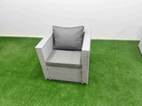 Fimous 10 Seat PE Rattan Lounge Sofa Set Outdoor Garden Furniture Set with Firepit Dining Table 3 Seater Sofa 3 Stools 2 Side Tables Light Grey
