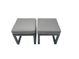 Fimous Outdoor Garden Furniture Set Aluminium Lounge Sofa Square Coffee Table Sets with 4 Stools Side Table Dark Grey