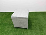 Fimous 6 PCs Rising Dining Table Set Rattan Furniture Set with 3 Seater Sofa Big Footstool 2 Side Tables Light Grey