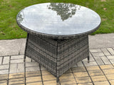 Fimous Wicker PE Outdoor Rattan Garden Furniture Arm Chair And Table Dining Sets 6 Seater Large Round Table Dark Grey Mixed