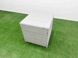 Fimous 8 Seat PE Rattan Lounge Sofa Set Outdoor Garden Furniture Set with Firepit Dining Table 3 Seater Sofa 2 Stools Side Table Light Grey