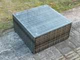 Fimous 6 Seater High Back Rattan Garden Furniture Set with Square Coffee Table 2 Big Footstool Love Sofa Indoor Outdoor Patio Lounge Sofa Set Dark Grey Mixed
