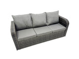 Fimous Garden Rattan Outdoor Furniture Set 7 Seater with Love Sofa 3 Seater Sofa 2 Side Table 2 Small Stools Dark Grey