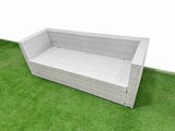 Fimous 10 Seater Garden Furniture Set PE Ratten Garden Sofa Set with Rectangular Dining Table 2 Big Stool Light Grey
