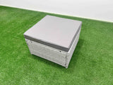Fimous PE Rattan Lounge Sofa Set Outdoor Garden Furniture Set with Firepit Dining Table 3 Seater Sofa Light Grey