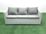Fimous Rattan Garden Outdoor Furniture Set 8 Seater Rattan Garden Sofa Set with 2 Big Footstools Light Grey Mixed