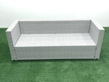 Fimous 5 Seater Rattan Garden Furniture Set with 3 Seater Sofa 2 Chair Square Coffee Table 2 Side Tables Light Grey Mixed