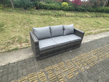 Fimous 3 Seater Rattan Lounge Sofa Patio Outdoor Garden Furniture With Seat And Back Cushion